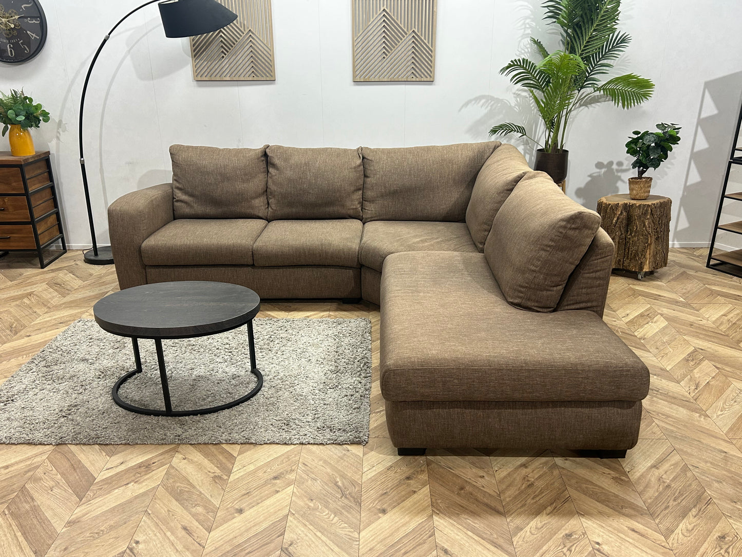 Licht Bruine Hoekbank ~ Losse Rugkussens Met Afneembare Hoezen