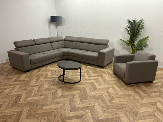 Licht Grijze Hoekbank Inc. Fauteuil ~ Verstelbare Hoofdsteunen