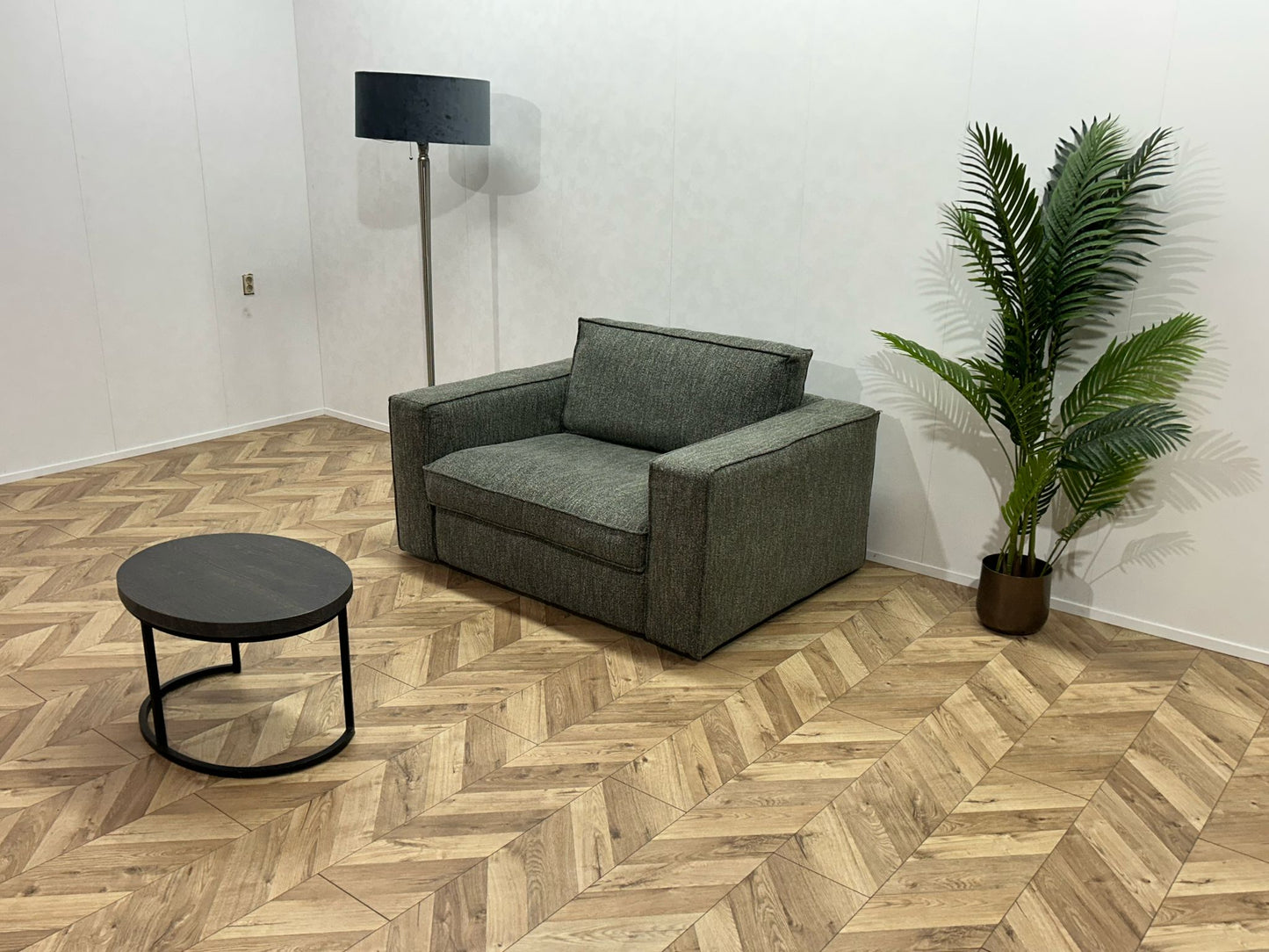Grijs/Groene Fauteuil ~ Losse Kussens Met Afneembare Hoezen