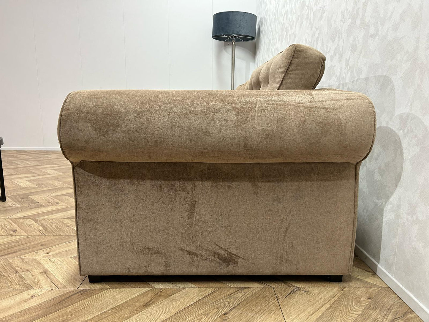 Beige Velvet Hoekbank ~ Losse Kussens Met Afneembare Hoezen