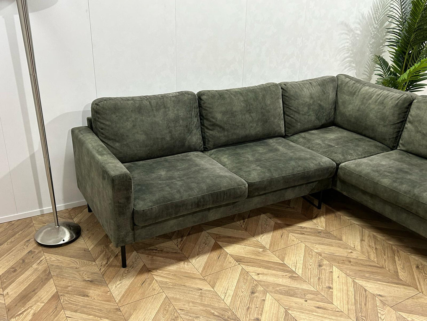 Groene Velvet Hoekbank ~ Nieuwstaat