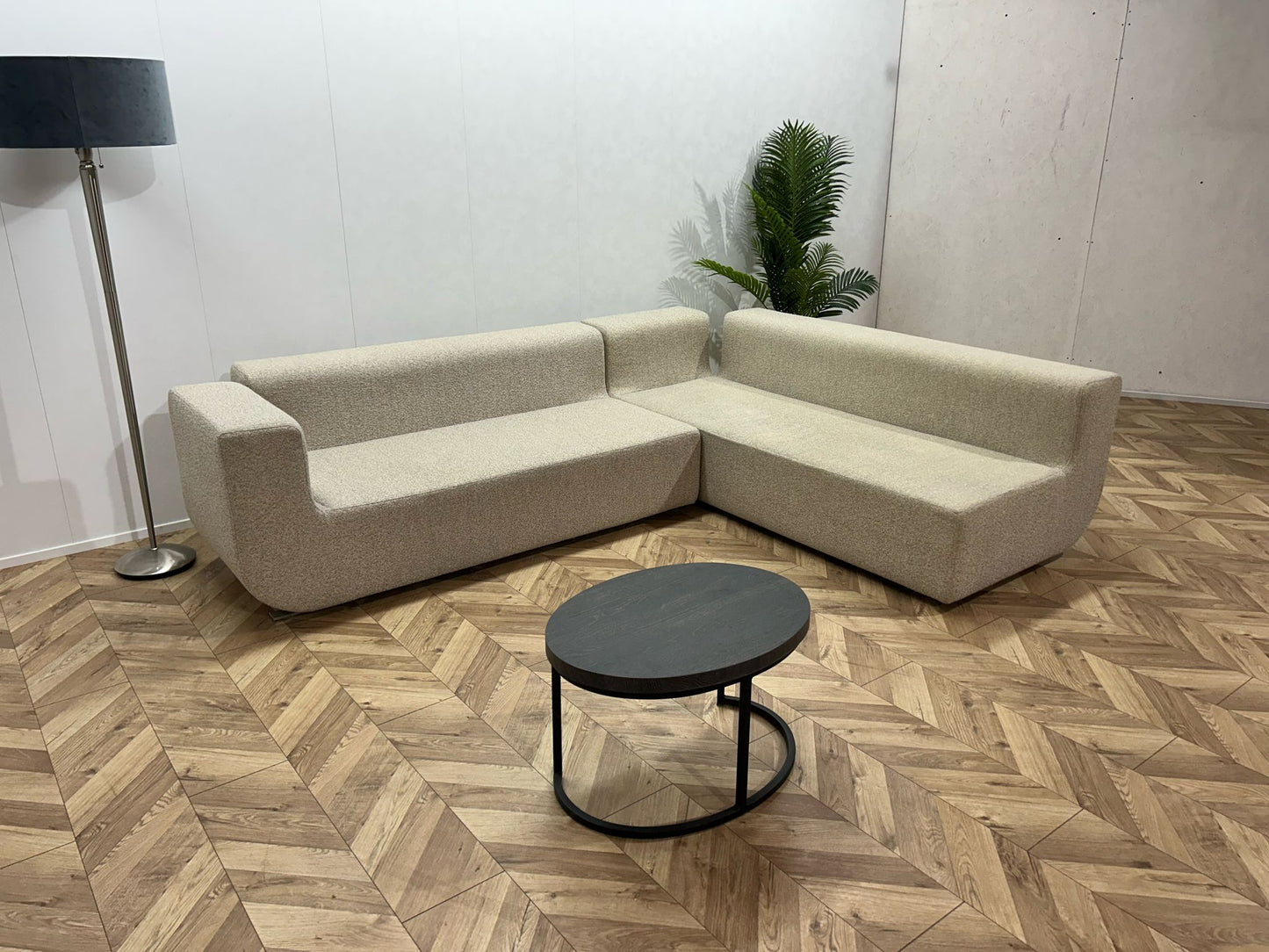 Beige Bloucé Stof Design Hoekbank Van Cor