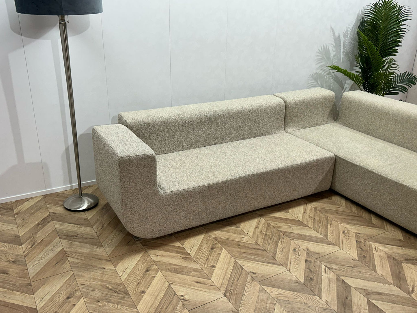 Beige Bloucé Stof Design Hoekbank Van Cor