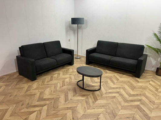 Zwarte Stof / Leren Banken Set