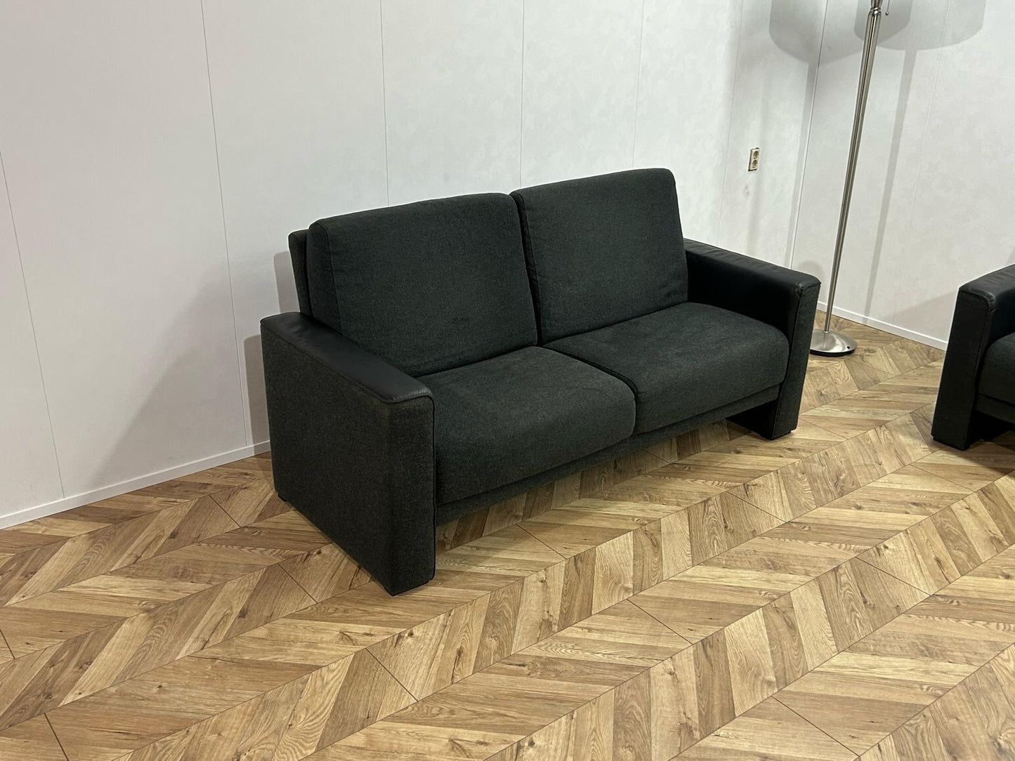 Zwarte Stof / Leren Banken Set