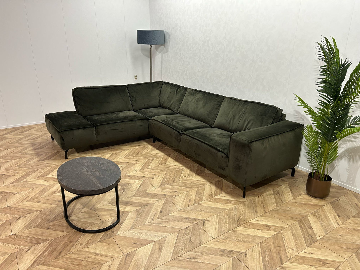 Donker Groene Velvet Hoekbank ~ Nieuwstaat