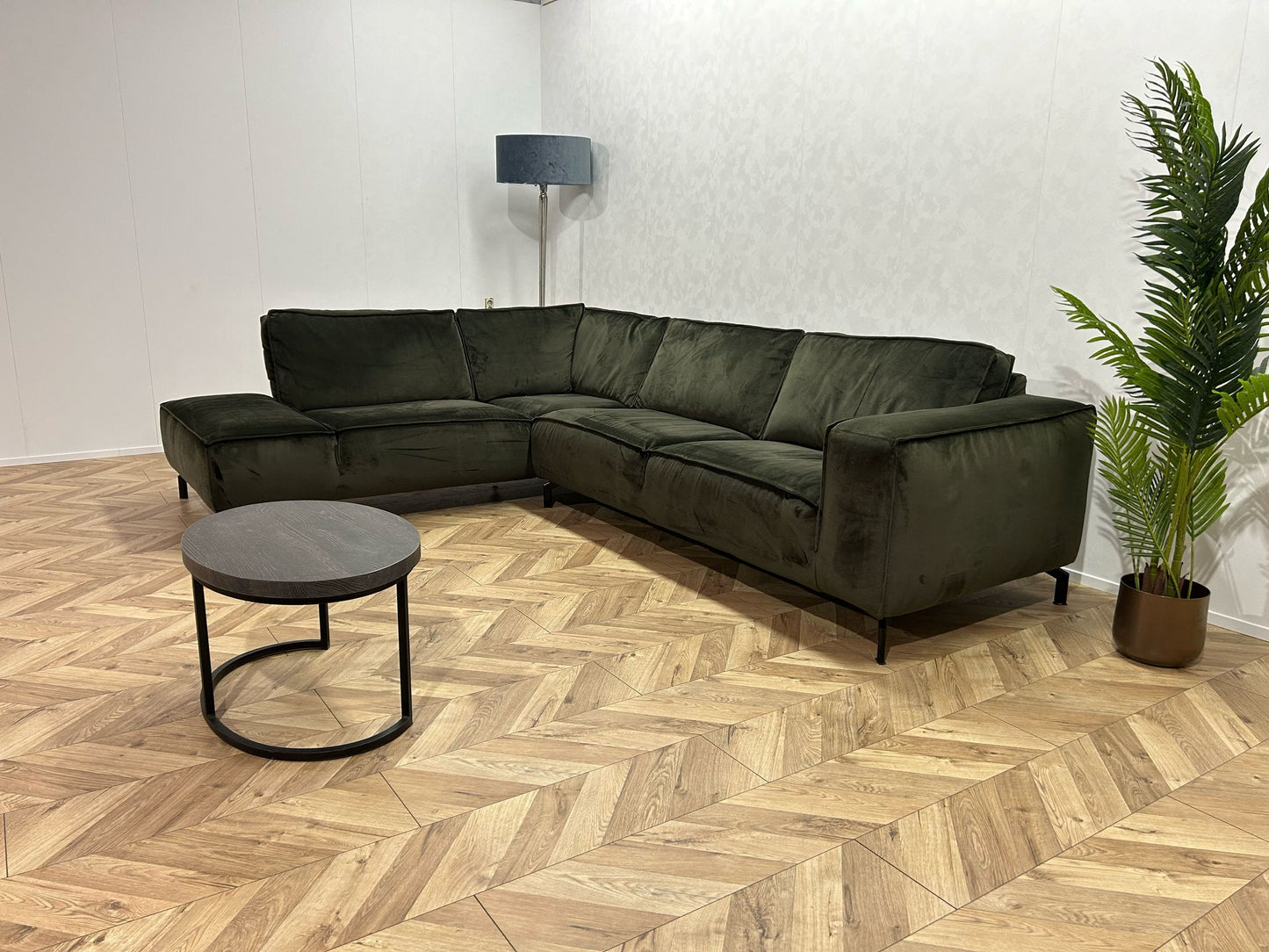 Donker Groene Velvet Hoekbank ~ Nieuwstaat