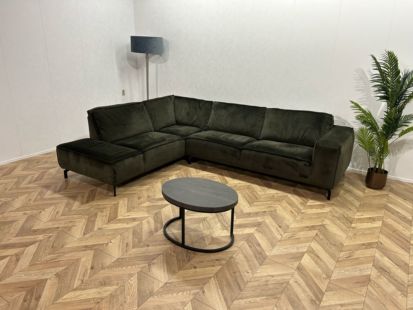 Donker Groene Velvet Hoekbank ~ Nieuwstaat