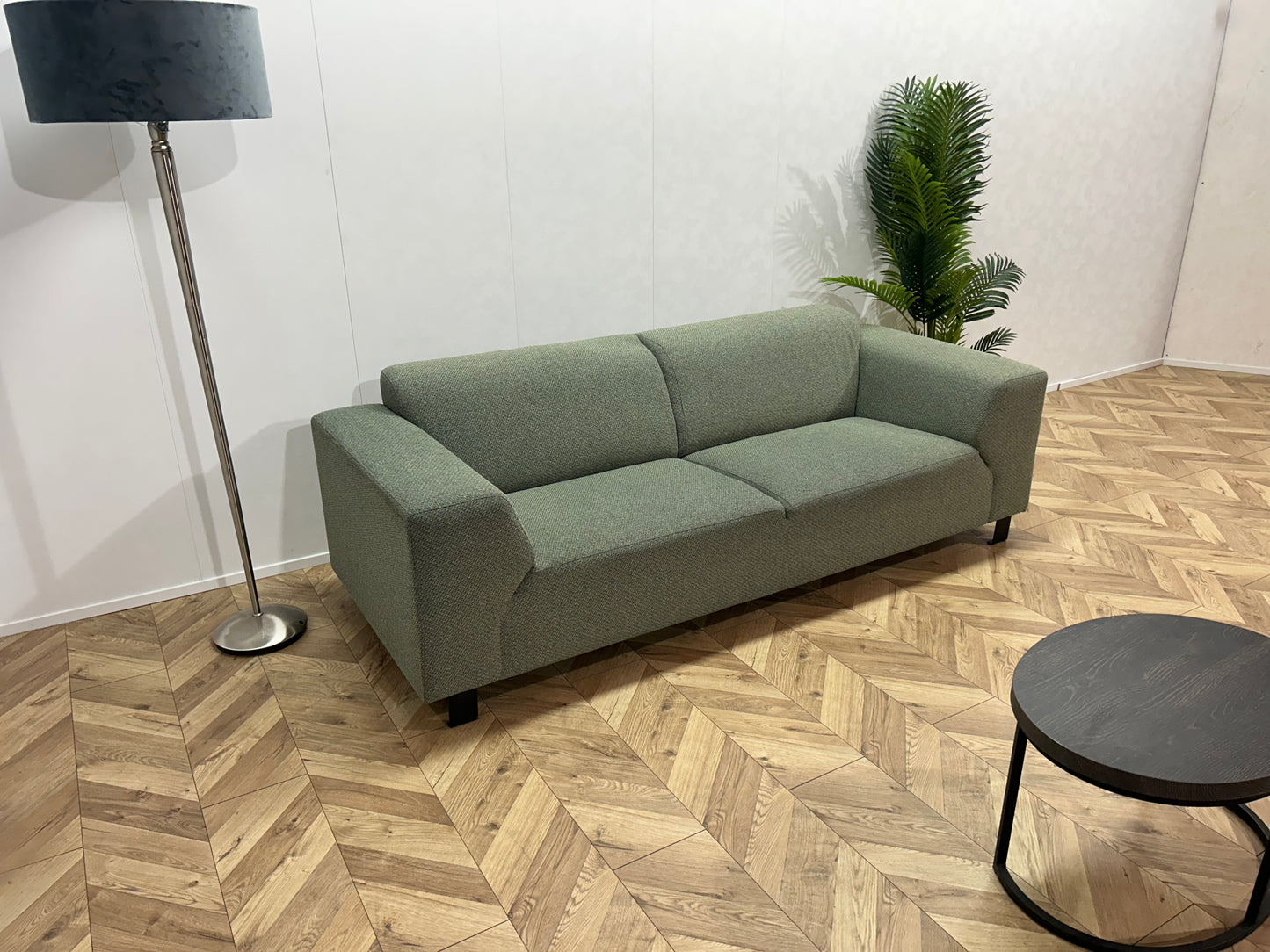 Licht Grijs/Groene 2,5-Zits Bank ~ Vaste Kussens