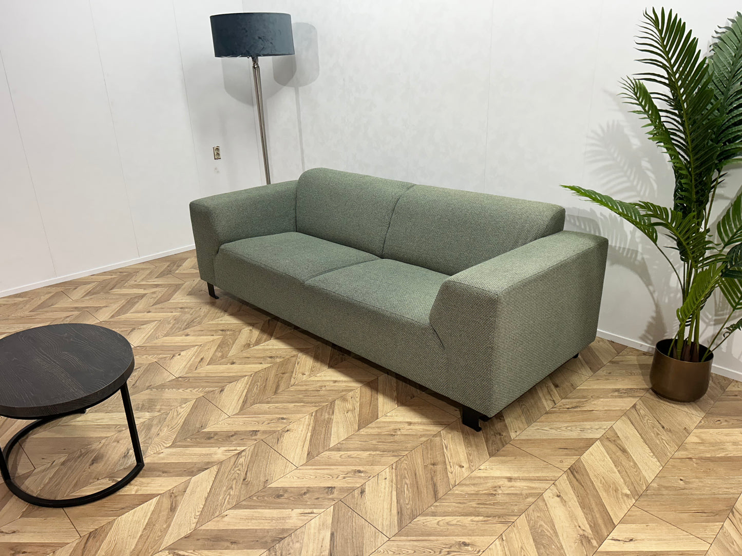 Licht Grijs/Groene 2,5-Zits Bank ~ Vaste Kussens