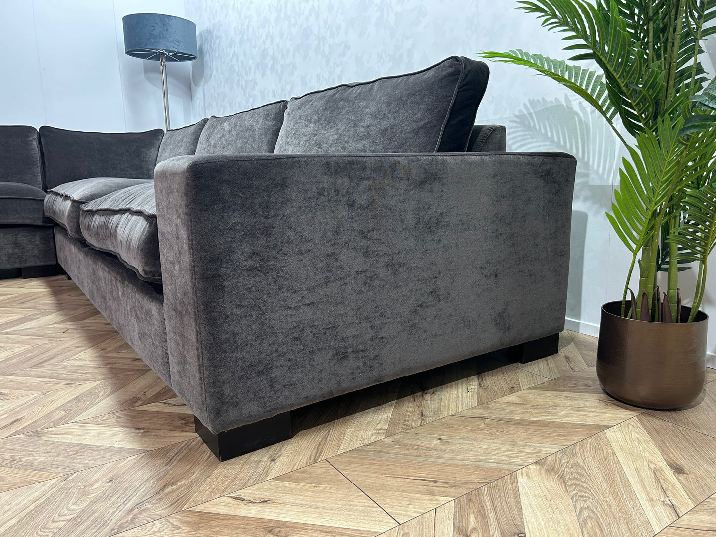 Handmade In Holland Grijze Velvet Hoekbank ~ Nieuwstaat