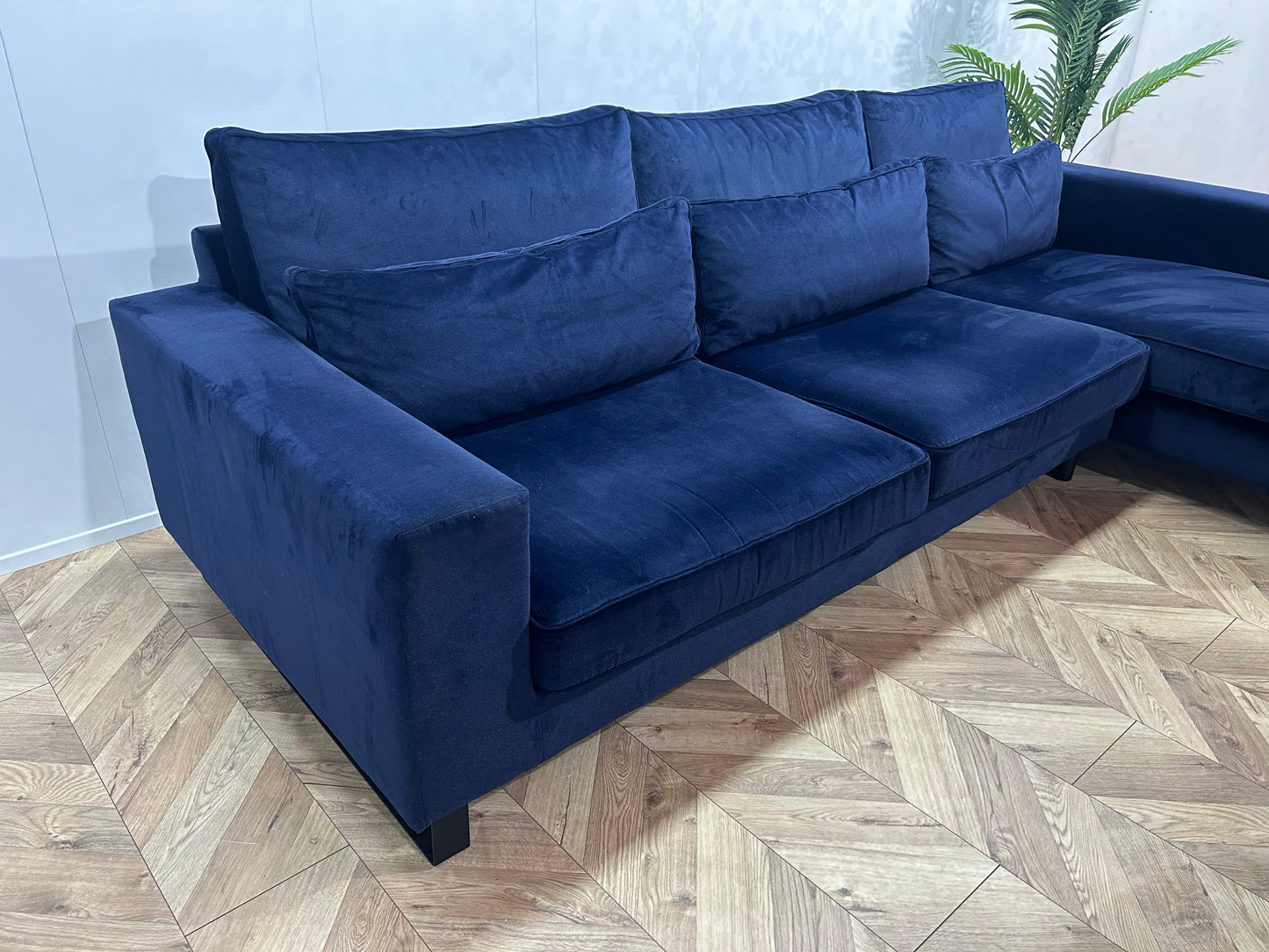 Donker Blauwe Velvet Hoekbank Inc. Fauteuil ~ Nieuwstaat