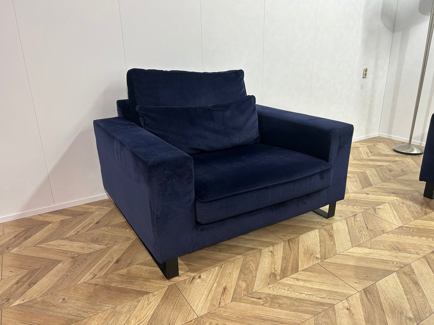Donker Blauwe Velvet Hoekbank Inc. Fauteuil ~ Nieuwstaat