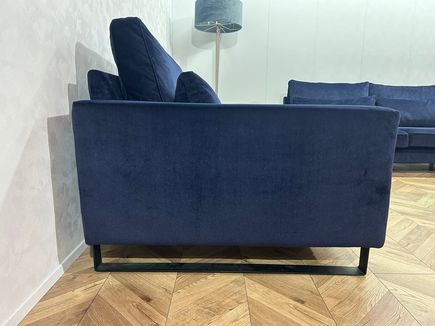 Donker Blauwe Velvet Hoekbank Inc. Fauteuil ~ Nieuwstaat