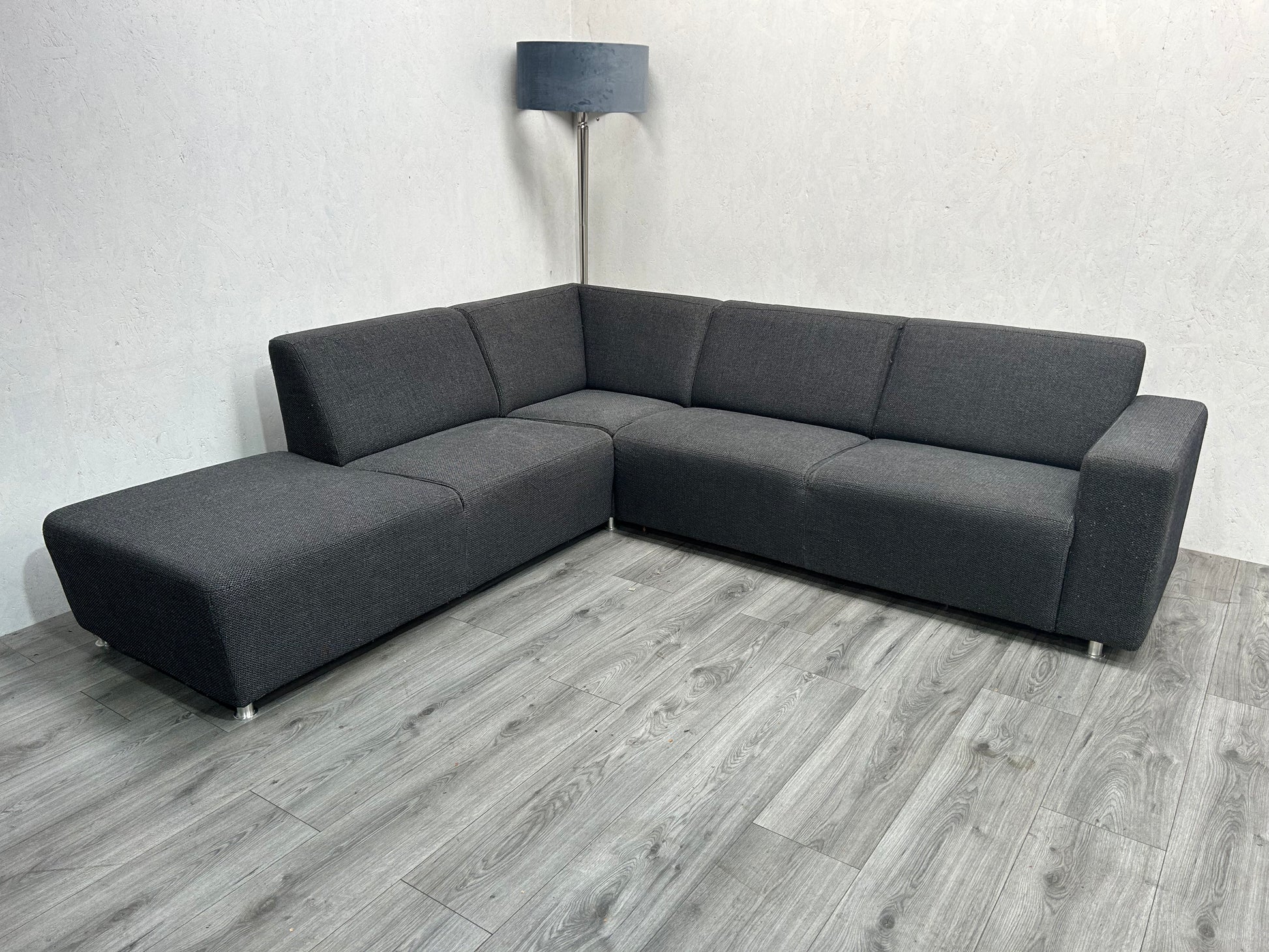 Antraciet Hoekbank ~ Vaste Kussens - Banken Bazaar