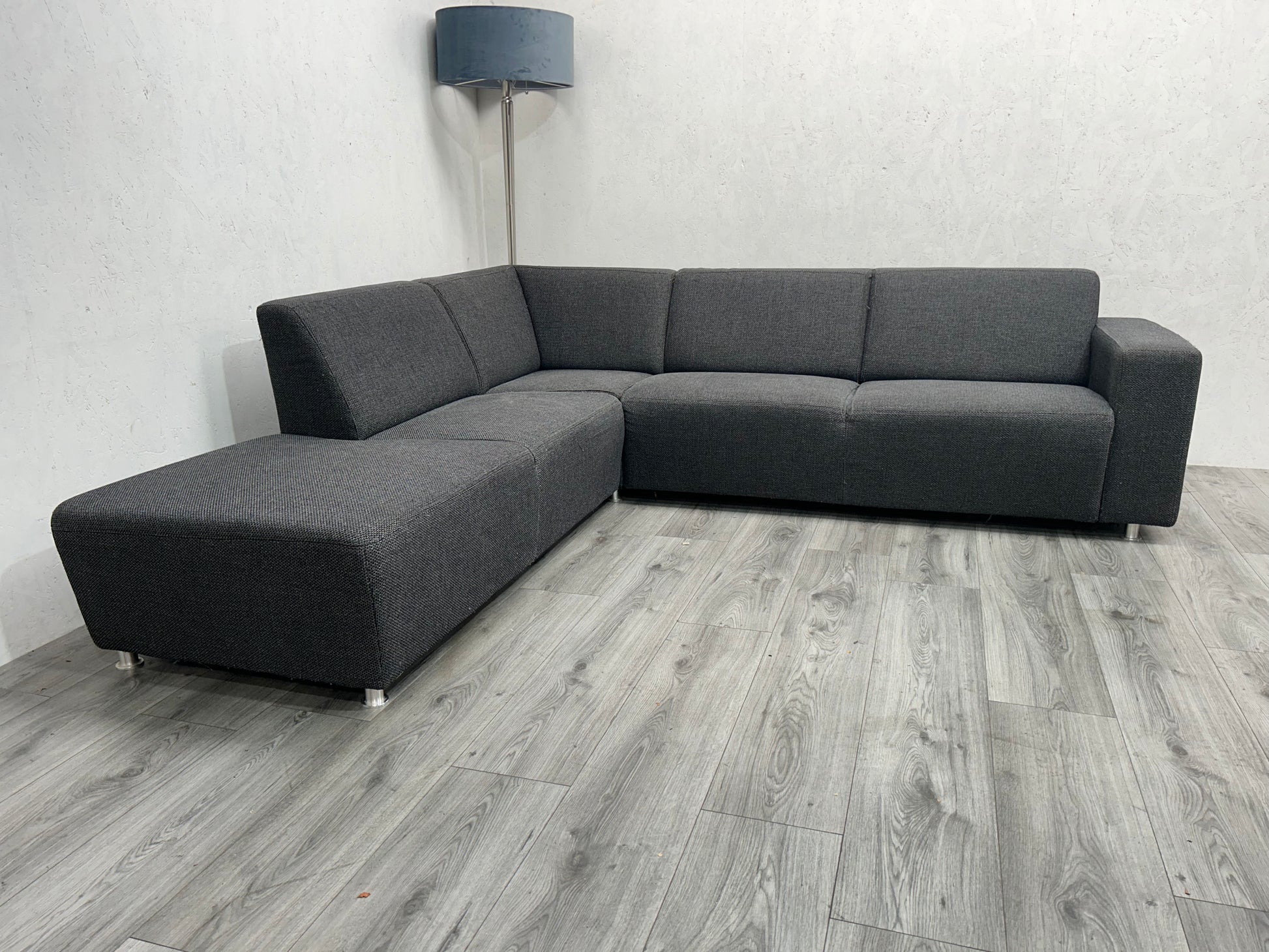 Antraciet Hoekbank ~ Vaste Kussens - Banken Bazaar
