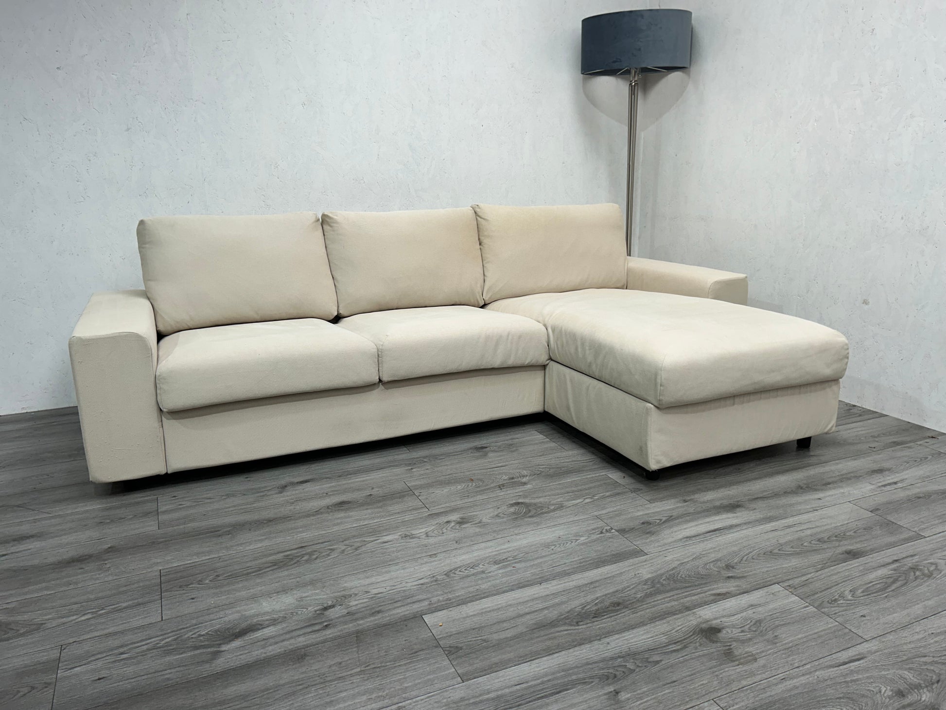 Beige Hoekbank Met Opbergvak ~ Losse Rugkussens - Banken Bazaar