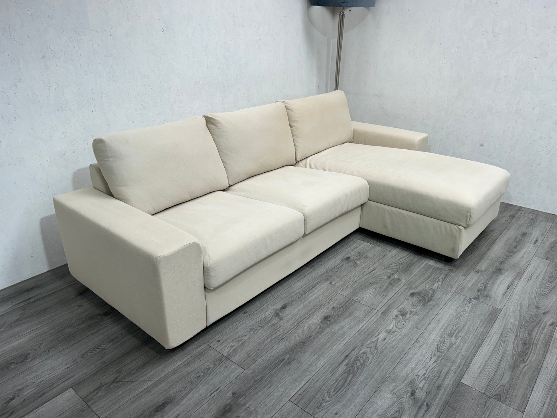 Beige Hoekbank Met Opbergvak ~ Losse Rugkussens - Banken Bazaar