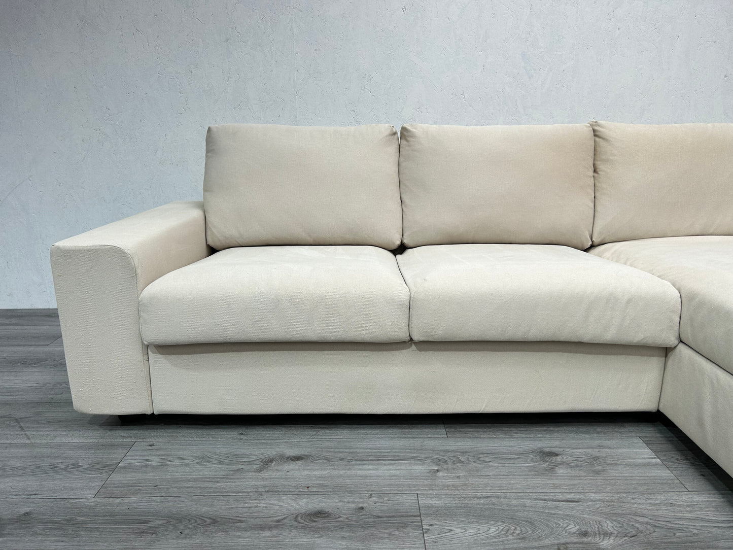 Beige Hoekbank Met Opbergvak ~ Losse Rugkussens - Banken Bazaar