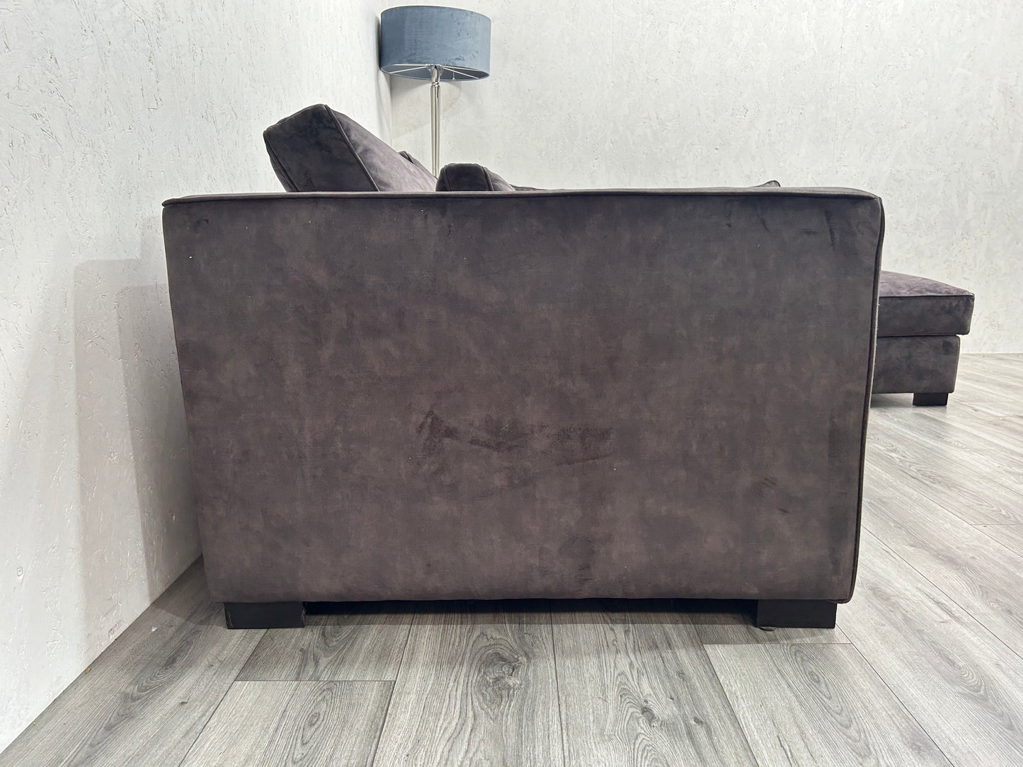 Velvet Antraciet Hoekbank ~ Losse Kussens Met Afneembare Hoezen ~ Nieuwstaat - Banken Bazaar