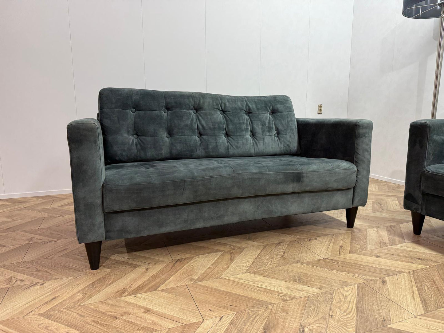 Umix Grijs/Groene Velvet Banken Set