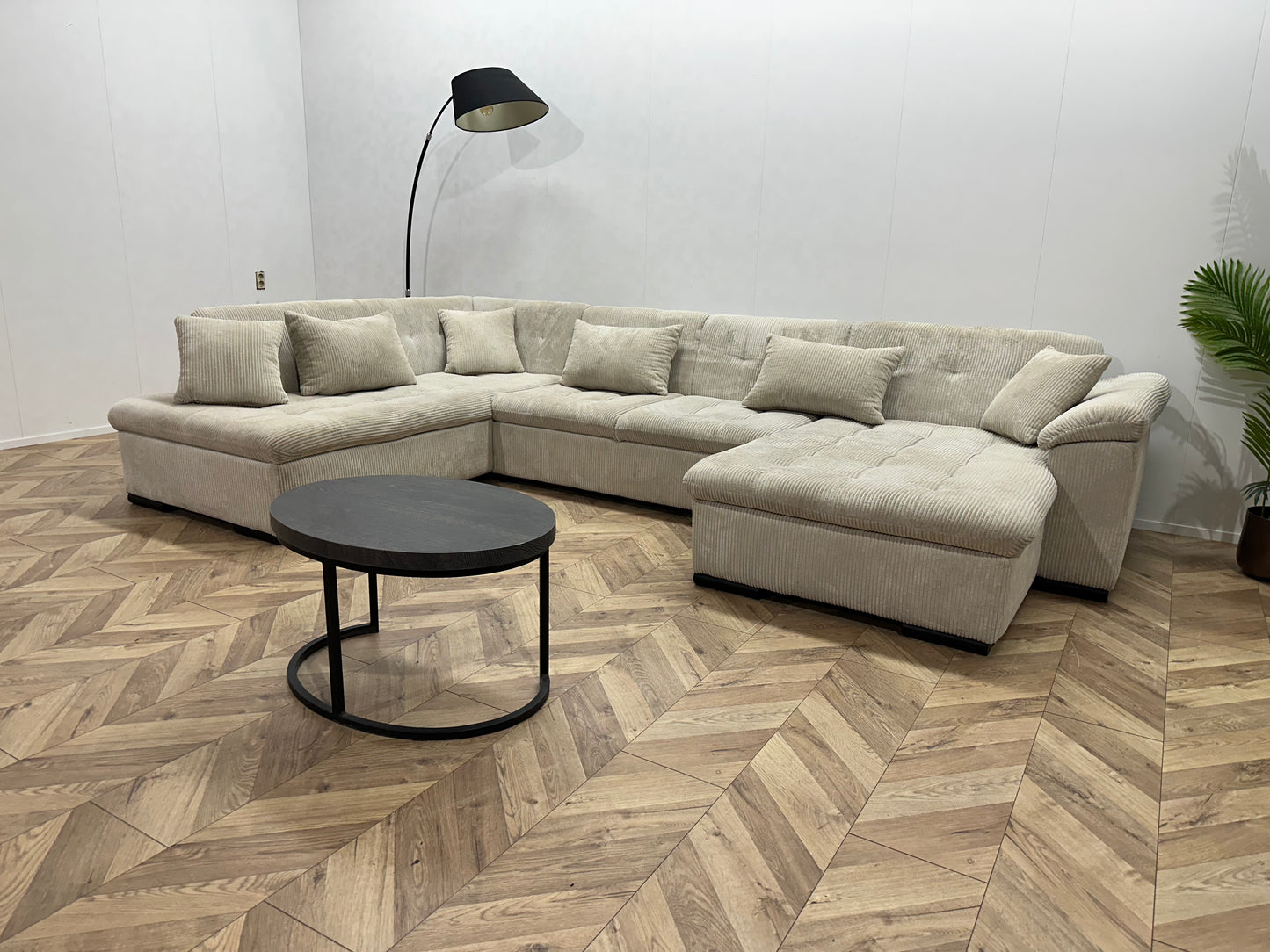 Witte Ribstof U Bank ~ Vaste Kussens