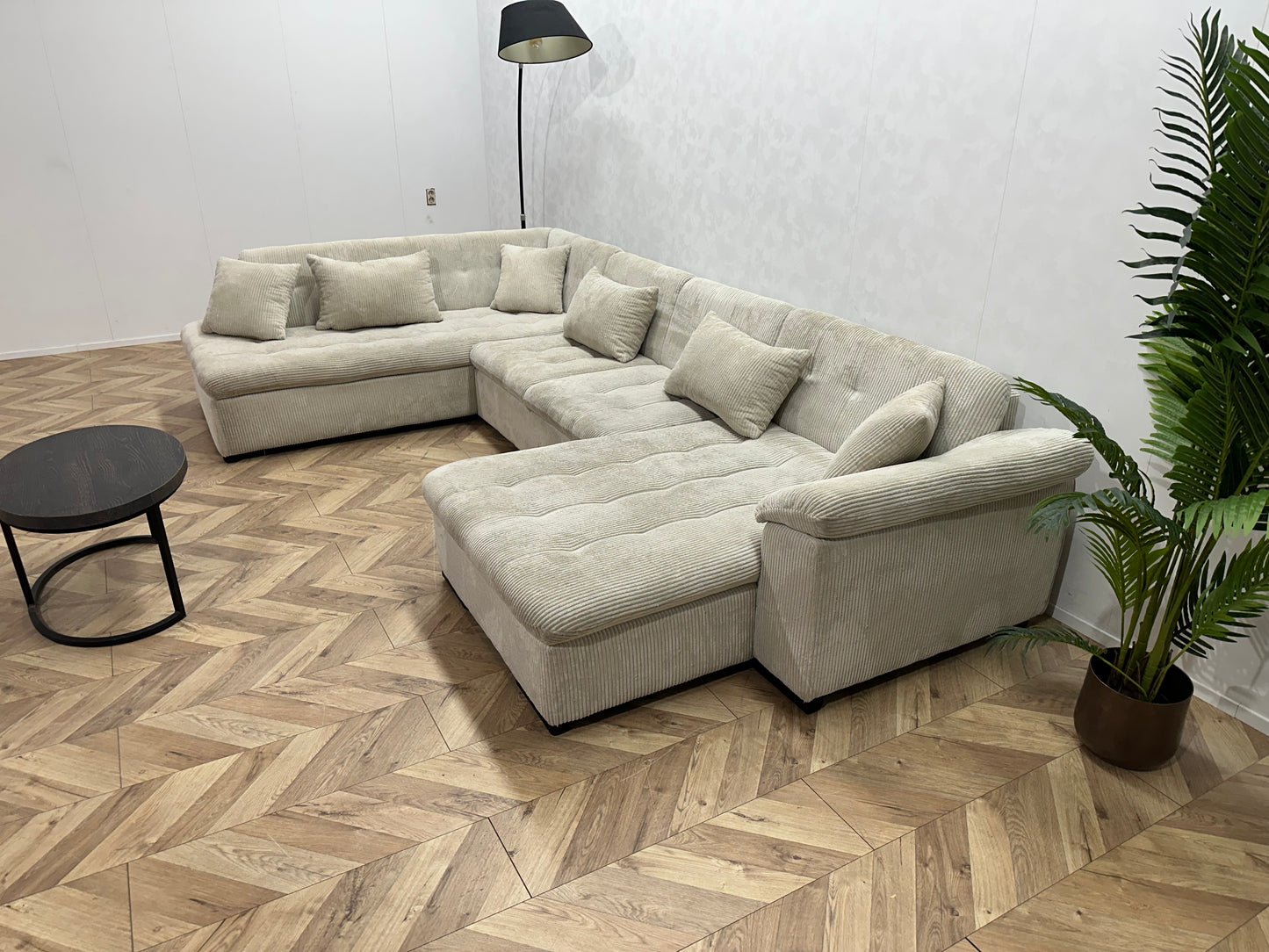 Witte Ribstof U Bank ~ Vaste Kussens