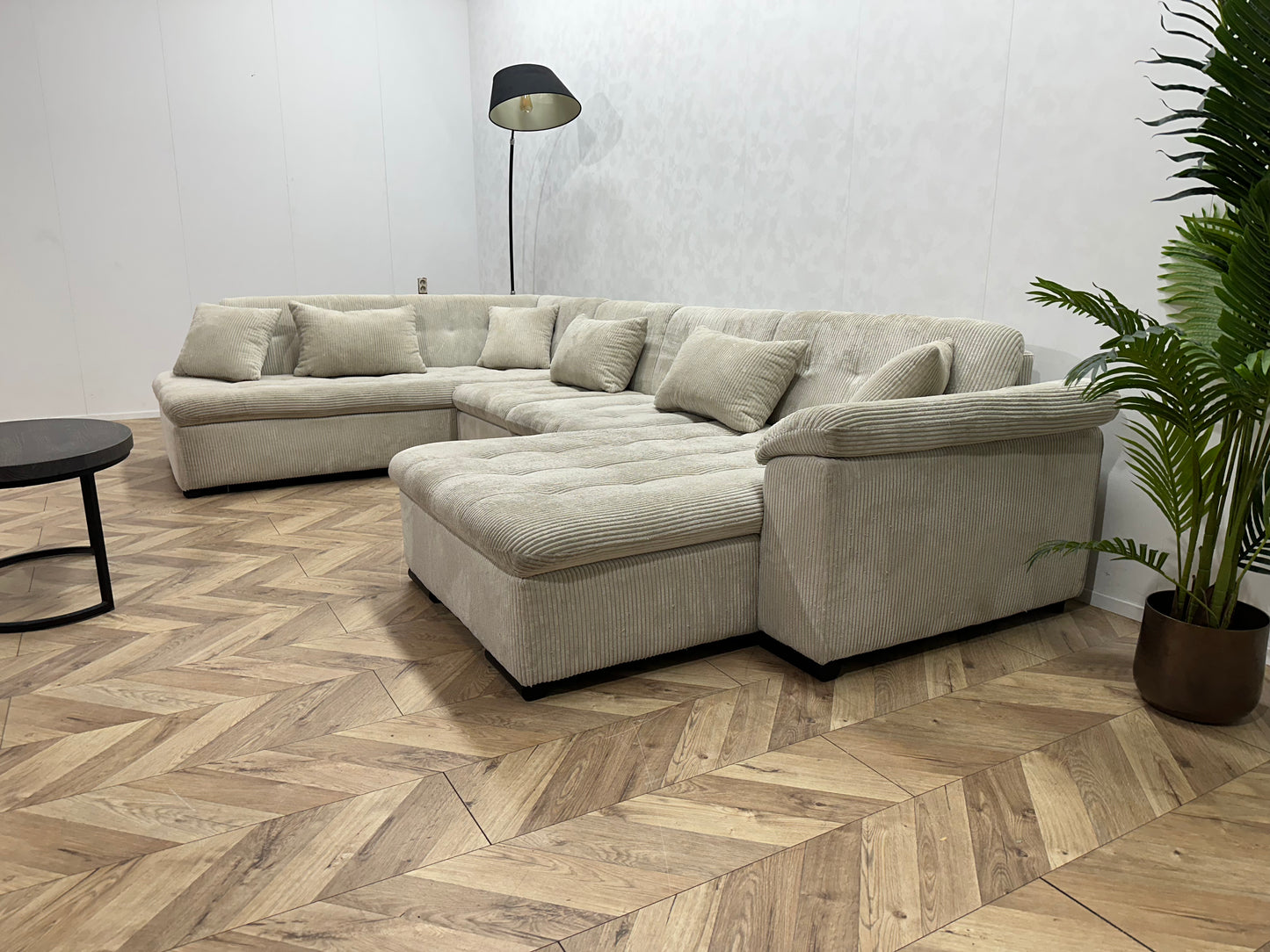 Witte Ribstof U Bank ~ Vaste Kussens