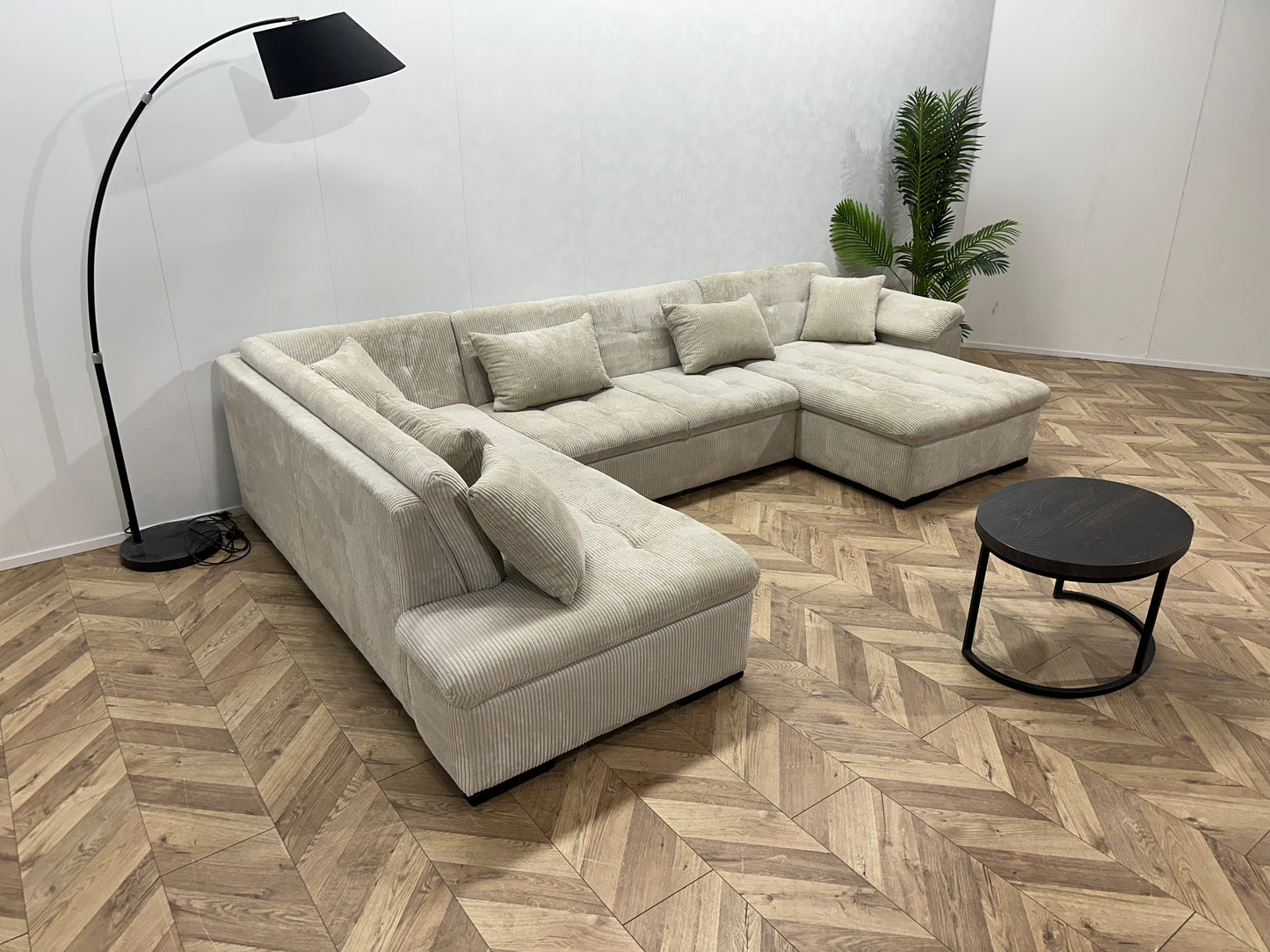 Witte Ribstof U Bank ~ Vaste Kussens