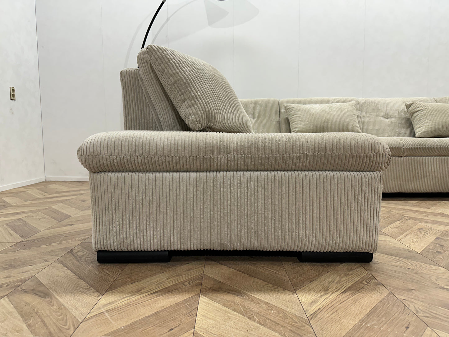 Witte Ribstof U Bank ~ Vaste Kussens