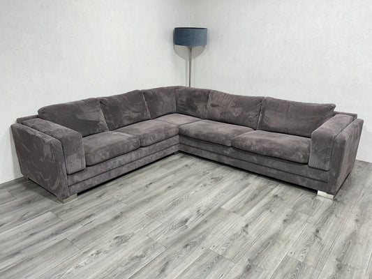2x Verkocht Antraciet Ribstof Hoekbank ~ Nieuwstaat - Banken Bazaar
