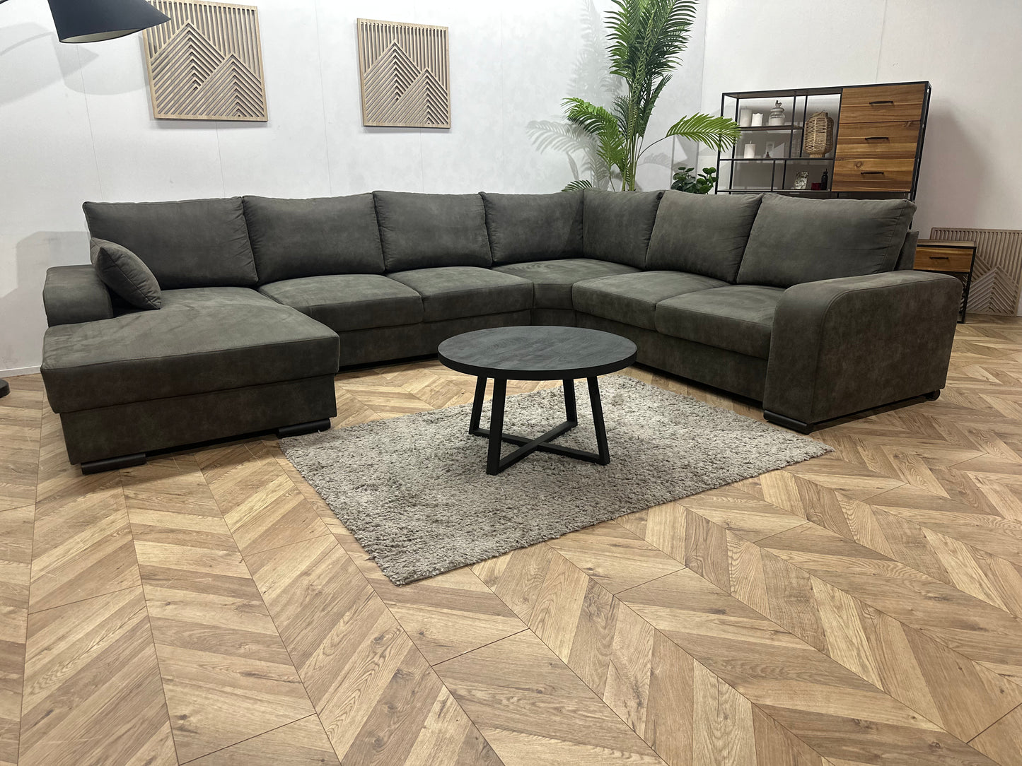 !Showroommodel! Antraciet Suède Stoffen U Bank
