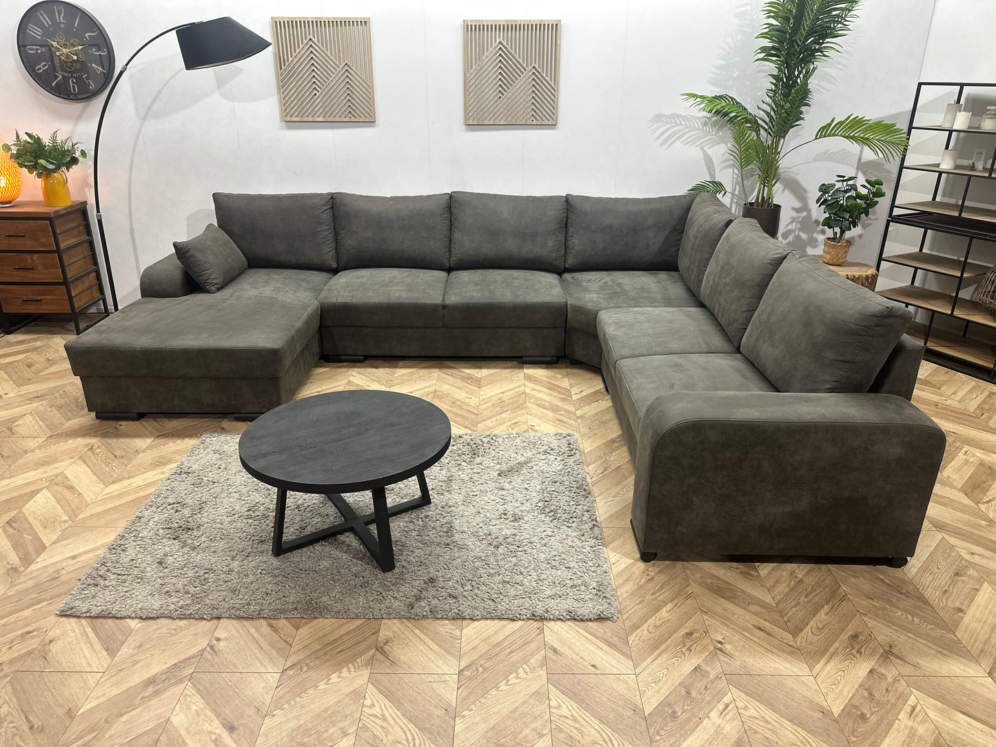 !Showroommodel! Antraciet Suède Stoffen U Bank