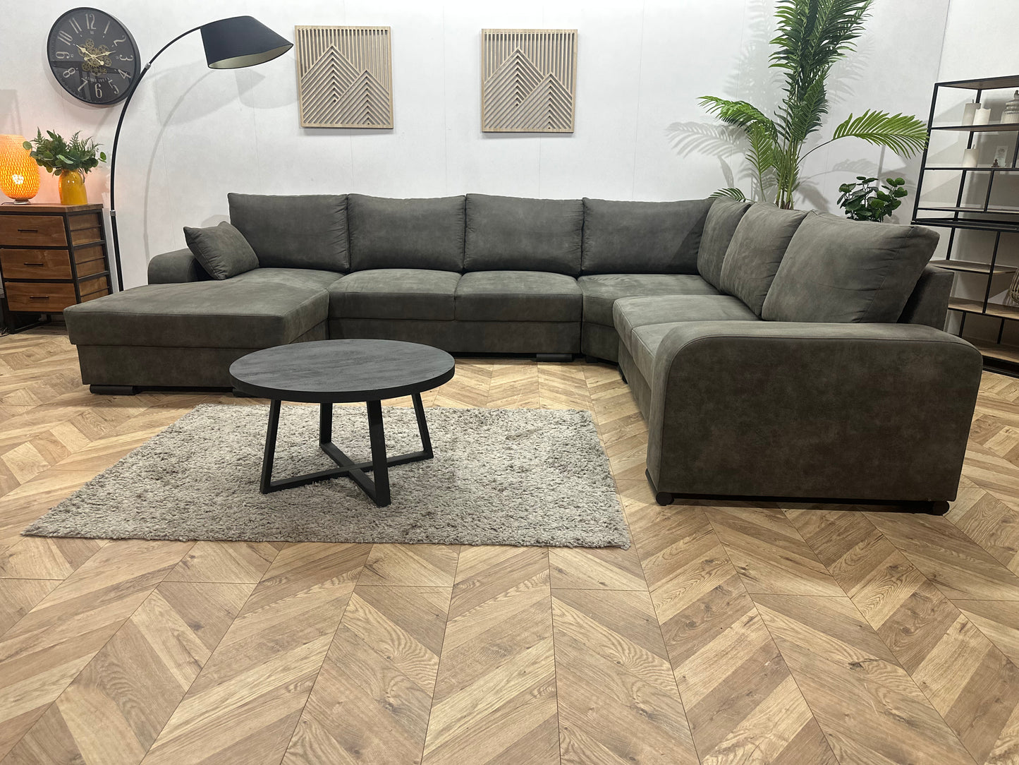 !Showroommodel! Antraciet Suède Stoffen U Bank