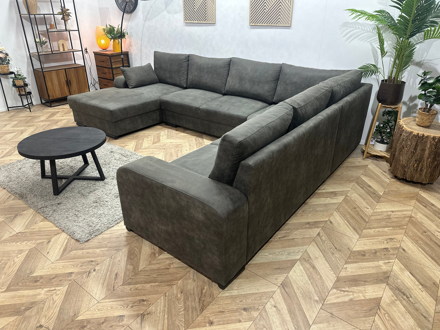 !Showroommodel! Antraciet Suède Stoffen U Bank