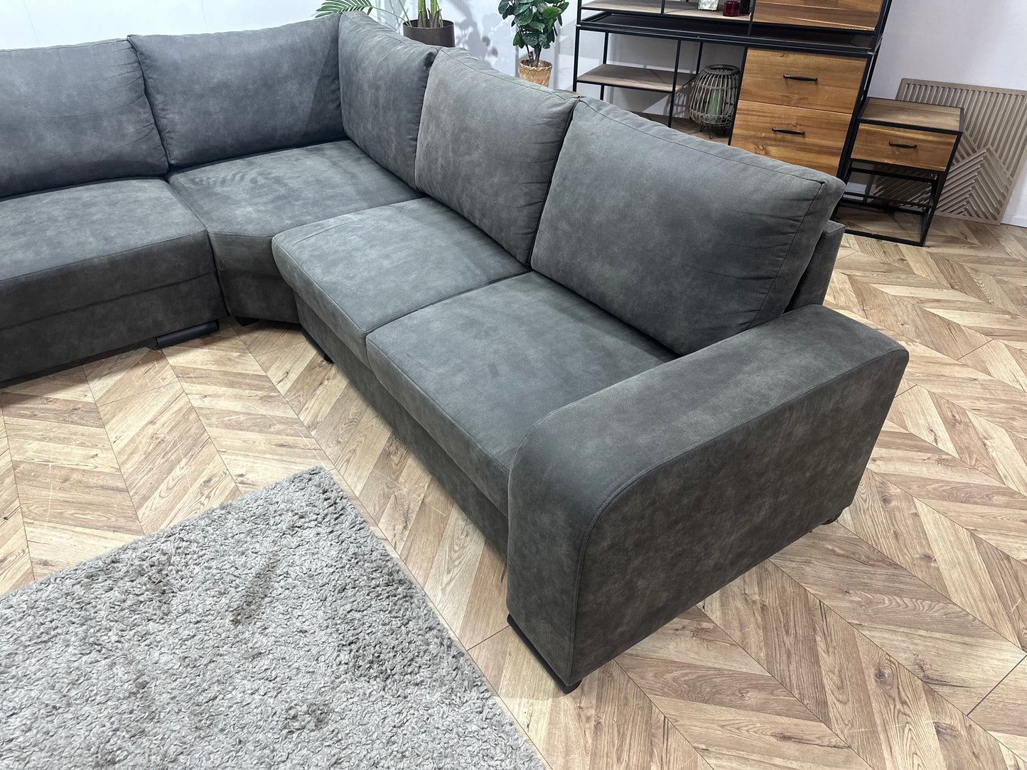 !Showroommodel! Antraciet Suède Stoffen U Bank