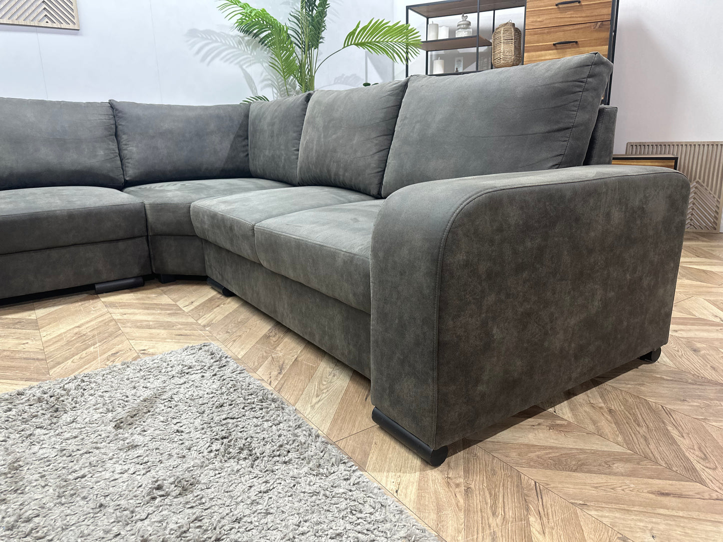 !Showroommodel! Antraciet Suède Stoffen U Bank