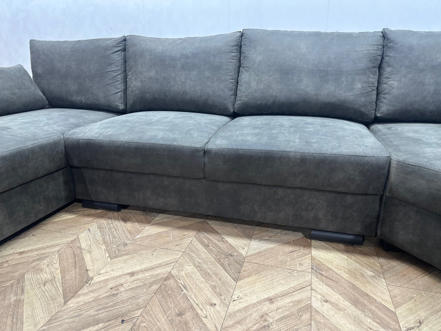 !Showroommodel! Antraciet Suède Stoffen U Bank