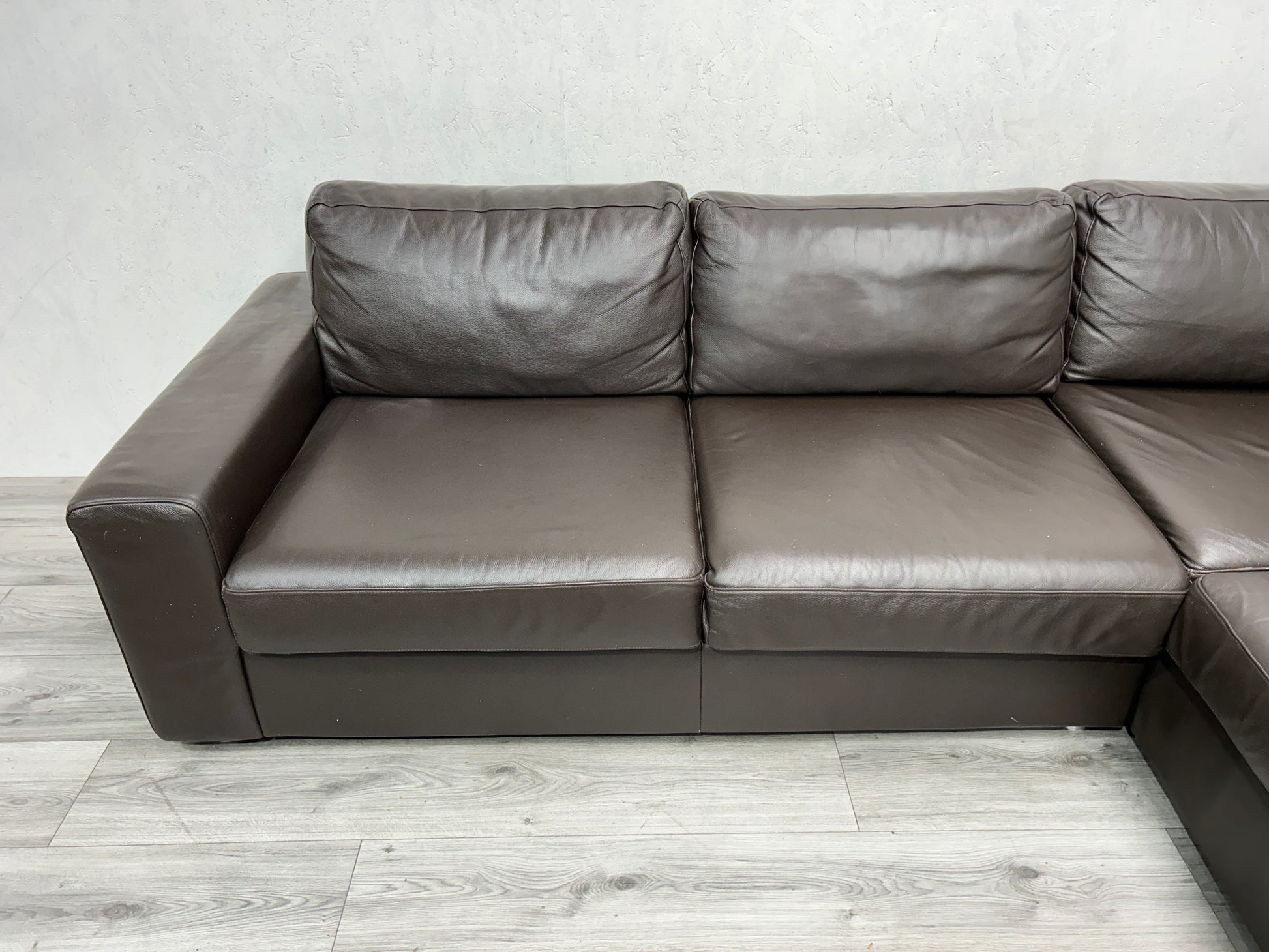 Goossens Echt Lederen Bruine Hoekbank ~ Hocker - Banken Bazaar