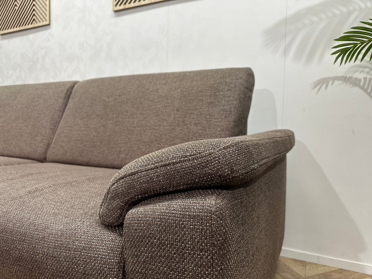 Grijze/Bruine Hoekbank Inc Fauteuil ~ Vaste Kussens