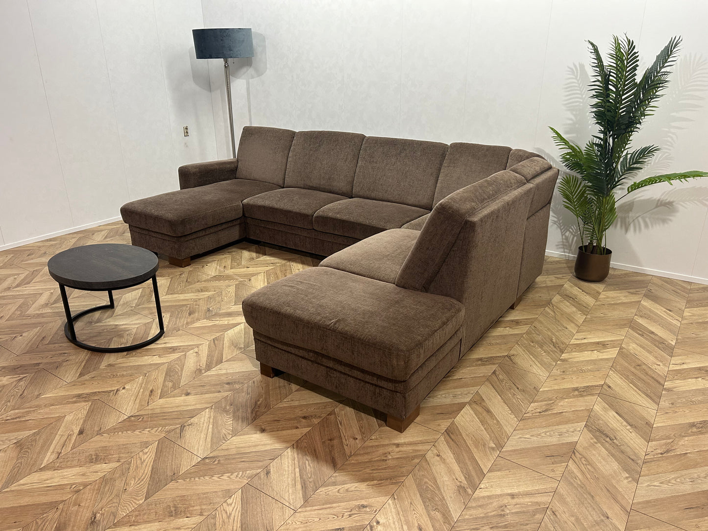 Multifunctionele H&H Bruine U Bank ~ Slaapfunctie ~ Opbergruimte