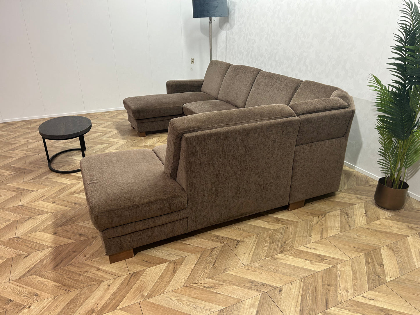 Multifunctionele H&H Bruine U Bank ~ Slaapfunctie ~ Opbergruimte