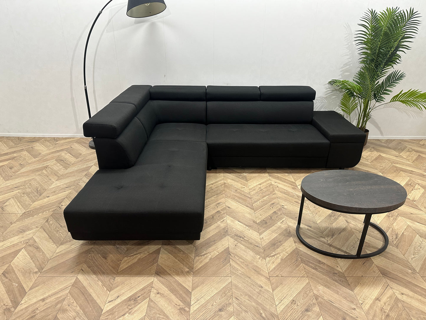 !Showroom Model! Zwarte Hoekbank ~ Verstelbare Hoofdsteunen