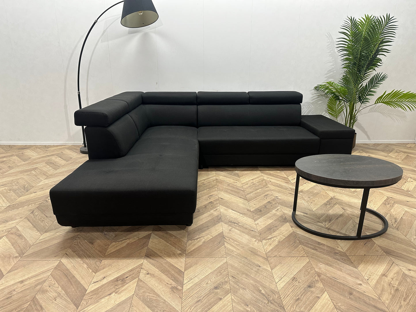 !Showroom Model! Zwarte Hoekbank ~ Verstelbare Hoofdsteunen