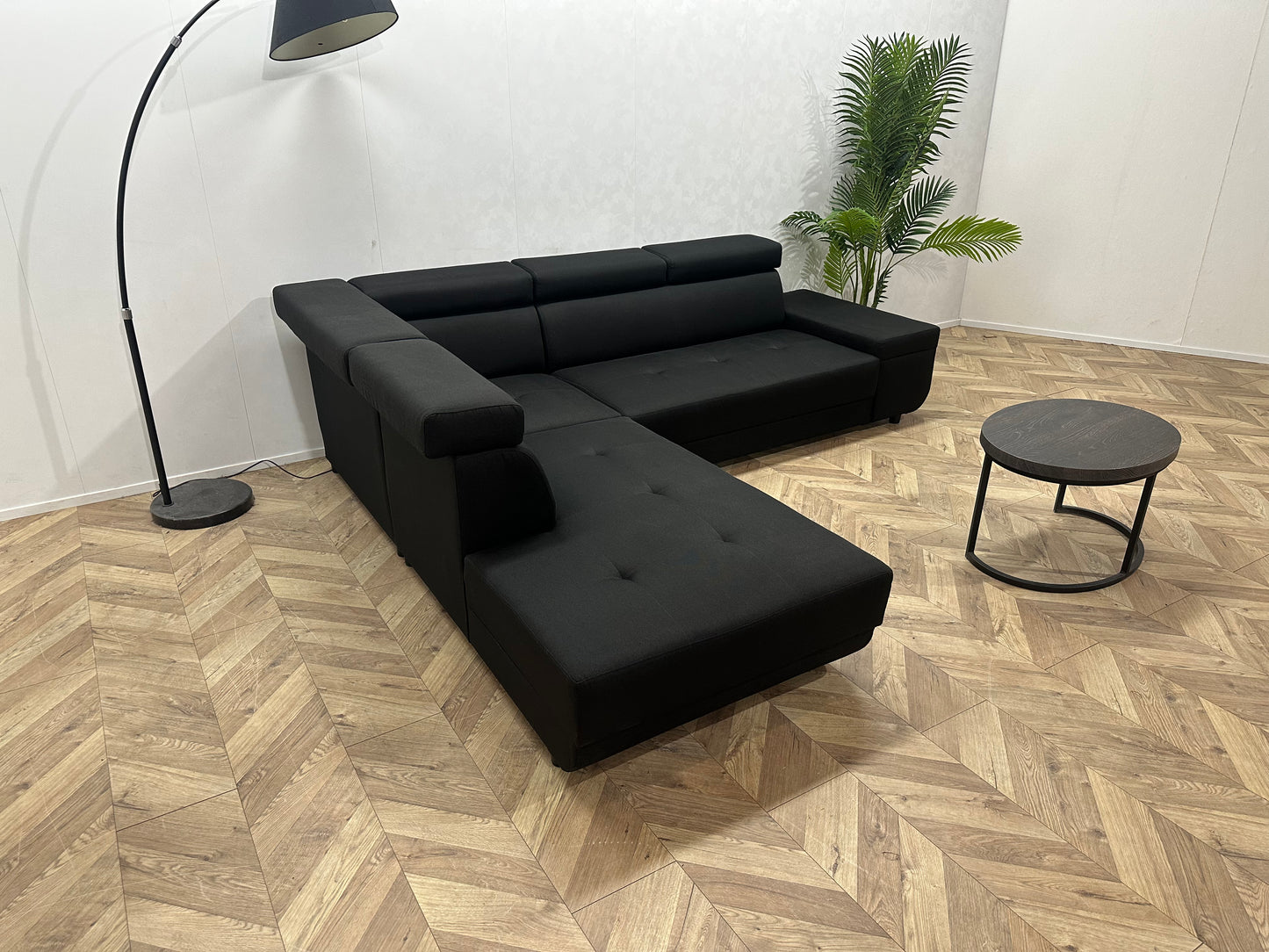 !Showroom Model! Zwarte Hoekbank ~ Verstelbare Hoofdsteunen