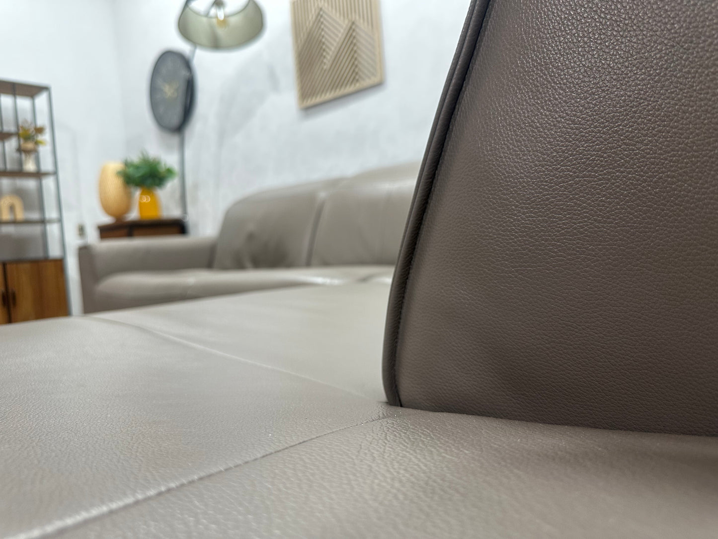 Grijze Echt Lederen Hoekbank ~ Verstelbare Hoofdsteunen