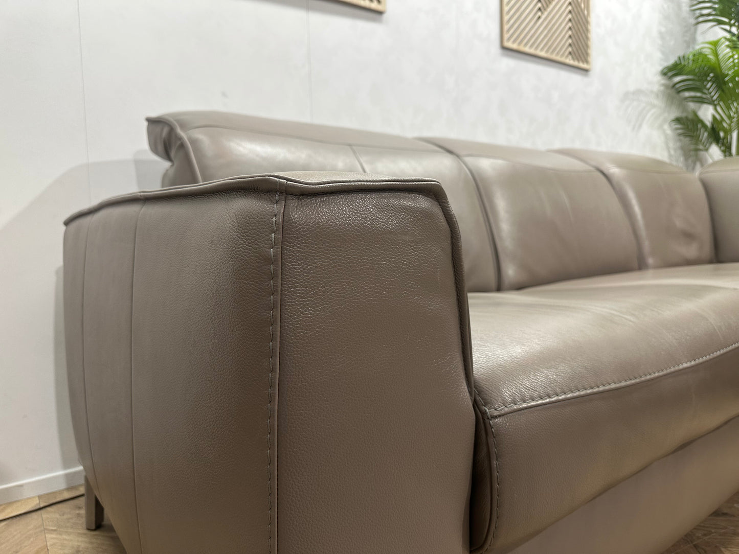 Grijze Echt Lederen Hoekbank ~ Verstelbare Hoofdsteunen