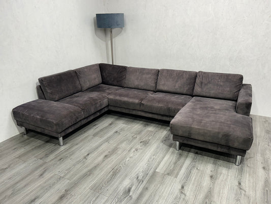 Antraciet Velvet U Bank ~ Losse Rugkussens Met Afneembare Hoezen