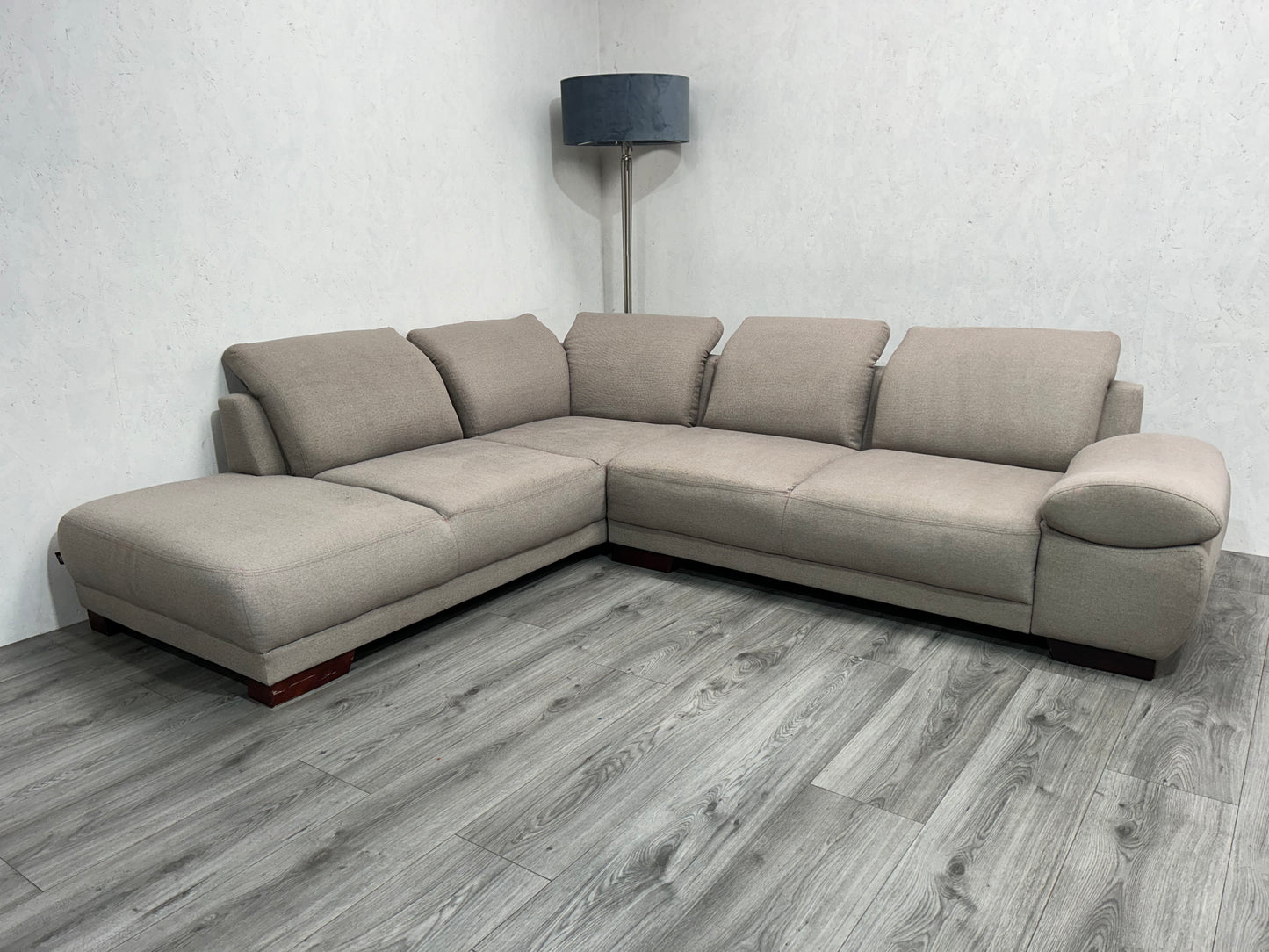 H&H Beige Hoekbank ~ Verstelbare Hoofdsteunen