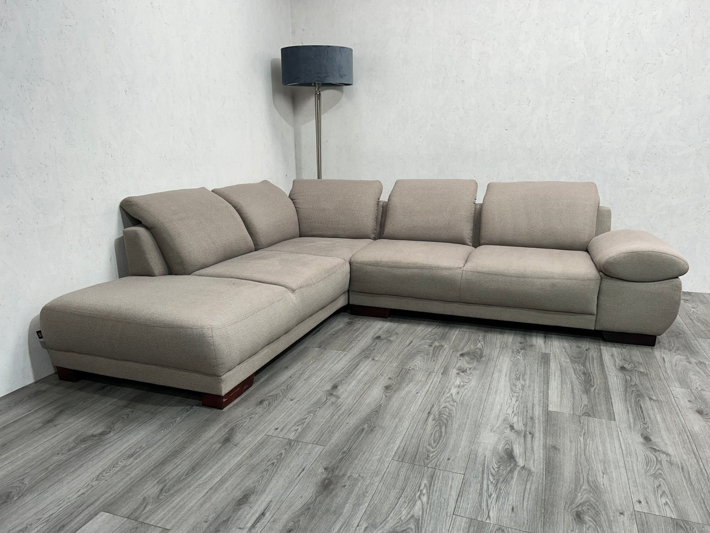 H&H Beige Hoekbank ~ Verstelbare Hoofdsteunen
